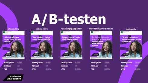 Voorbeeld A/B test Haal meer uit je reistijd campagne